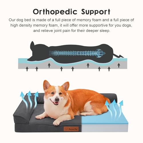 Microsuede Dog Bed for Small & Medium Dogs (Microsuede Style-Dark Grey / M(35"x23"x3"))