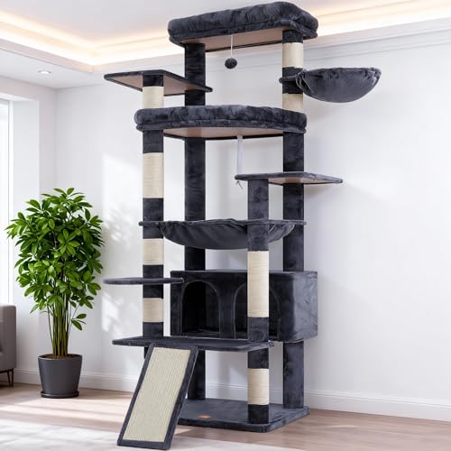 Tall Cat Tree for Large Cat (Smoky Gray / 80 inch)