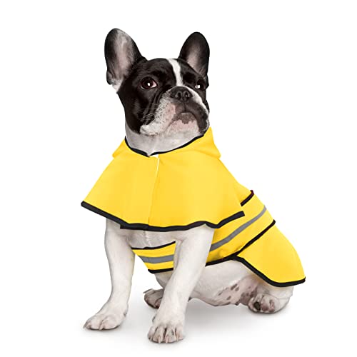 Dog Raincoat with Hood & Leash Hole S (Medium / Yellow)