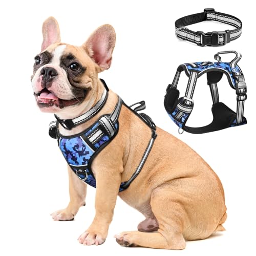 Dog Harness No Pull (Medium / Blue Camo)