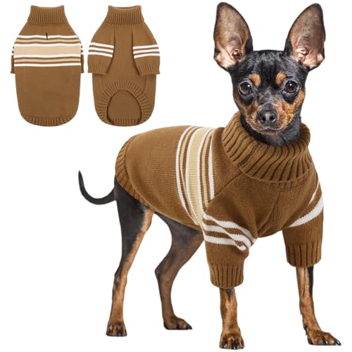 Dog Striped Knitted Sweater (X-Small / Brown)