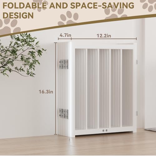 16" Freestanding Short Dog Gate for Small Dogs (White-16"h / Up to 72" W, 6 Panels)