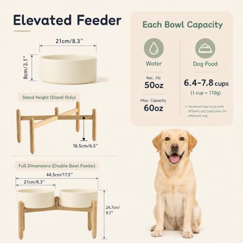 Ceramic Dog Bowls Elevated (Light Yellow)
