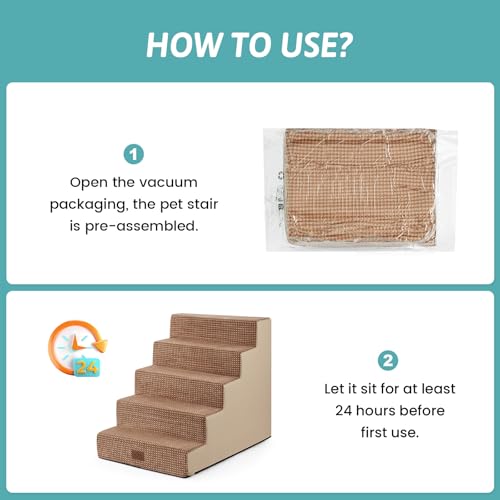 Dog Stairs for Small Dogs (Light Brown / 19.7x29.5x23.6 inch)
