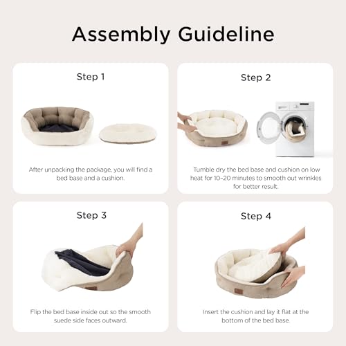 Small Dog Bed Washable (25"L x 21"W x 8"Th / Camel)