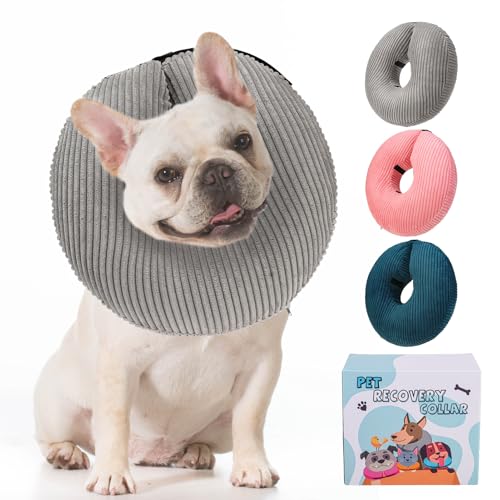 Inflatable Dog Cone Collar (Grey / New M(Neck: 13"-15" | Diameter: 12.5"))