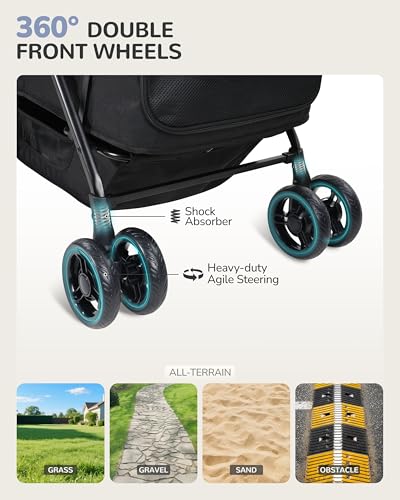 Dog Stroller for Large & Medium Dogs (Classic Black)