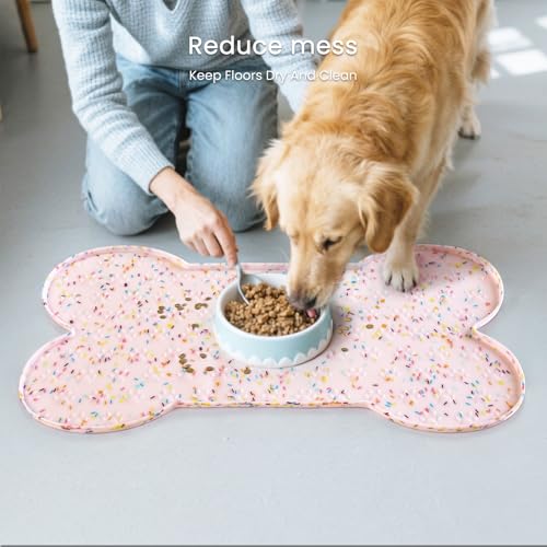 Dog Food Mat Anti (19.4" x 9.8" / Donut Pink)