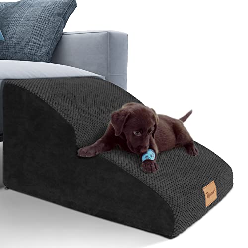 High Density Extended Foam Dog Ramp&Steps 2 Tiers (Black / 21.7*15.7*11.8)