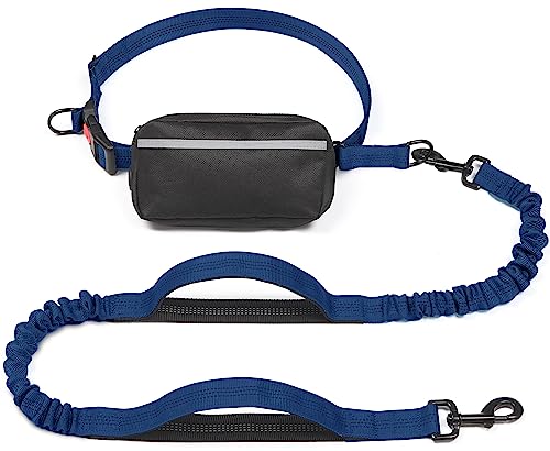 Hands Free Dog Leash with Zipper Pouch (True Navy / Large)