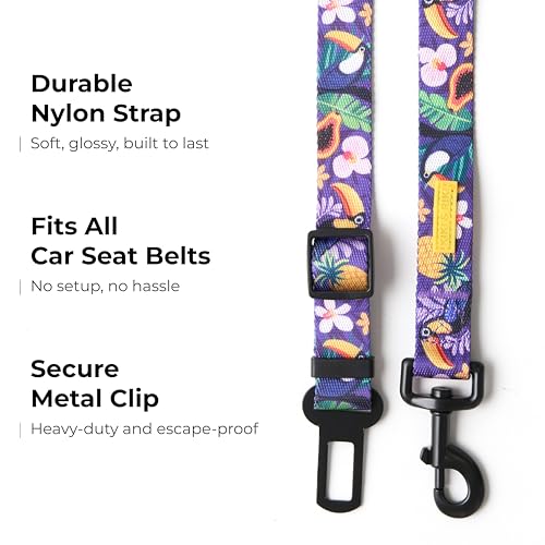 Dog Car Seat Belt (Violet (Tropical Vibes))