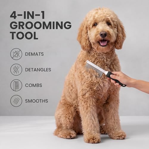 Poodle Pet Dog Combs for Grooming Matting (Black / Detangling Pet Comb)