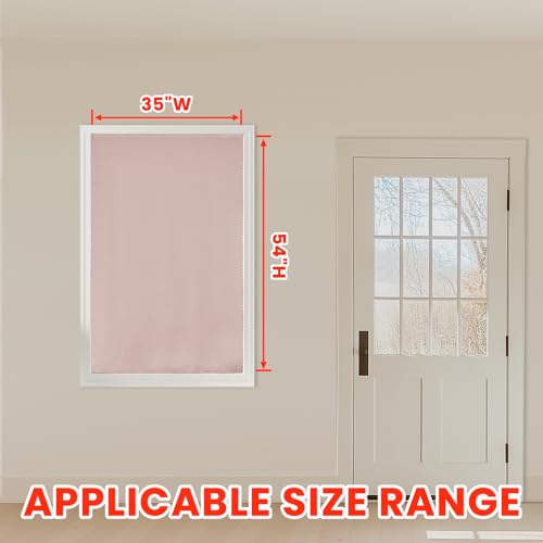 100% Blackout Self Adhesive Curtains Small Window Short Temporary Black Out Curtains Easy to Install Used for Bedroom Kitchen Window Cover (Pink/ Thickened / 35"W x 54"L (Pack of 1))