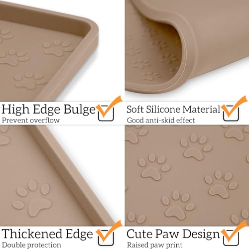 2 Pack Dog Food Mat Anti (11.8"L x 11.8"W - 2 Pack / Taupe)