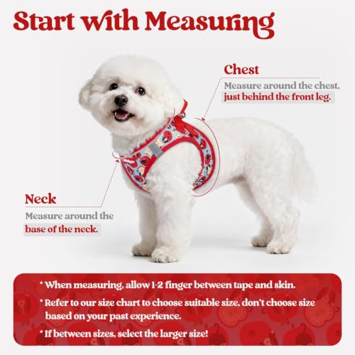 Dog Harness Medium Sized and Leash Set (Apple Pups / M (chest: 16 - 18.5"))