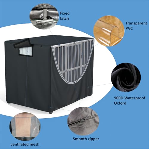 Dog Cage Cover for 48 Inch Crates (Black / 48.5"L x 31.5"W x 36.5"H)