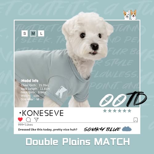Dog Shirts Breathable Cotton Stretchy (Sunny Red & Smoky Blue / L-(9~17lb) | Chest(~17.7"))