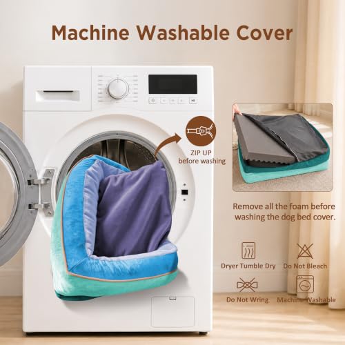 Orthopedic Dog Beds for Large Sized Dog with Bolster (36.0"L x 27.0"W x 8.0"Th / Violet Tide)