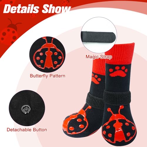 Anti Slip Dog Socks to Prevent Licking Paws for Hot Pavement (Black & Red / X-Large)