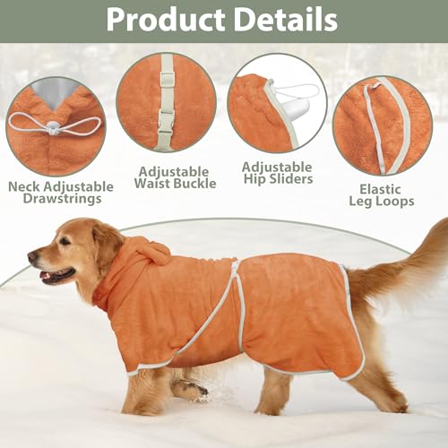 Dog Bathrobe Super Absorbent Towel Robe (Orange / X-Large)