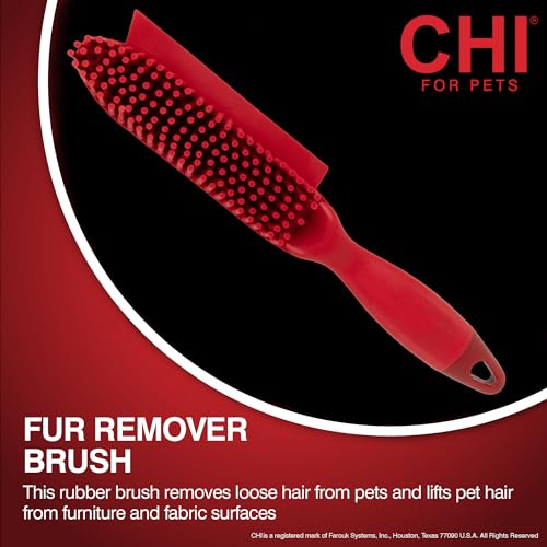 for Dogs Rubber Fur Accumulator Grooming Brush (Red - Rubber Fur Accumulator / 1 Count (Pack of 1))