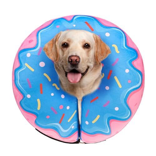 Dog Donut Collar Alternative After Surgery for Large Medium Dogs (Pink Donut / L(Neck 16"-18"))