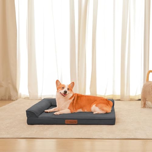 Microsuede Dog Bed for Small & Medium Dogs (Microsuede Style-Dark Grey / L(36"x27"x3"))