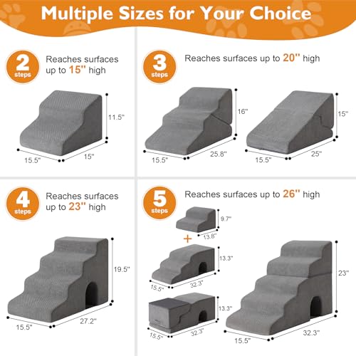 Dog Stairs for Bed 23'' H (Grey / Standard 15.5''x32.3''x23'')