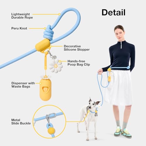 Hands Free Dog Leash (Daisy Blue)