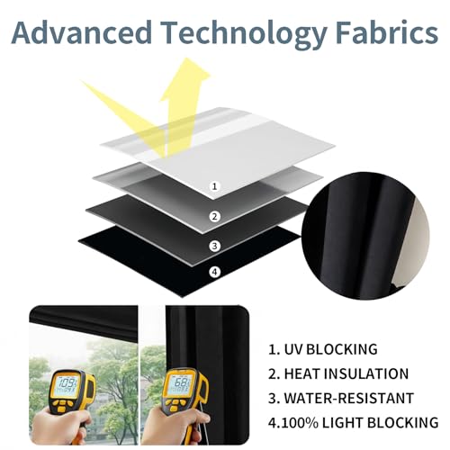 Temporary Blackout Blinds Portable Window Shade for RV (59"W x 39"H)