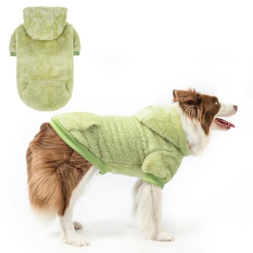 Fleece Dog Sweaters Hoodie for Small Medium Large Dogs Girls Boys (Large / Green)