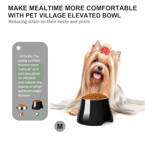 Dog Bowls Cone Friendly Non Slip Single Dog Bowl with Stainless Steel Inner (Medium(2 Cups) / Black)
