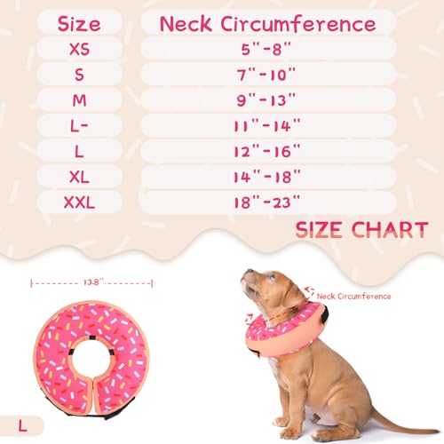 Inflatable Dog Cone Collar Alternative After Surgery (Donut Pink / L(Neck 12"-16"))