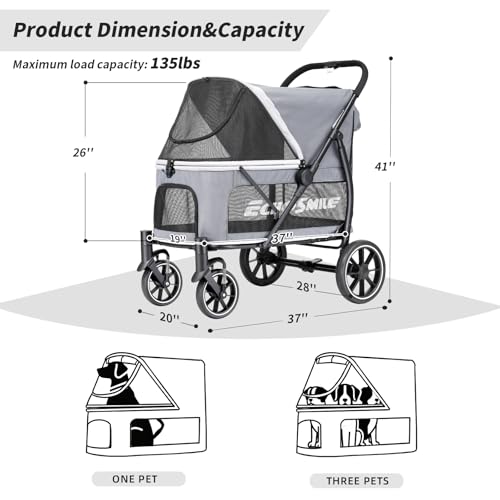 Dog Stroller for Large Dogs (Gray)