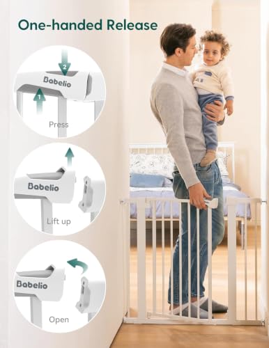 Pressure Mounted Baby Gate for Stairs (White / 30"Tall 29"-48" Wide(2 Pack))