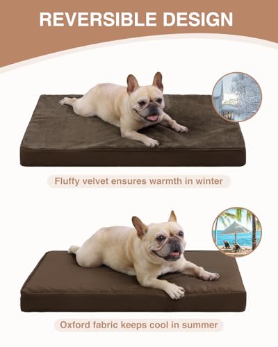 Orthopedic Dog Bed for Medium Dogs with Waterproof Lining (Brown / 29.0"L x 18.0"W x 3.0"Th)
