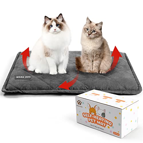 Self Warming Bed Self Heating Cat Bed Pad 36 x 24 Inches (Suede Grey / 36"L x 24"W x 2"Th)