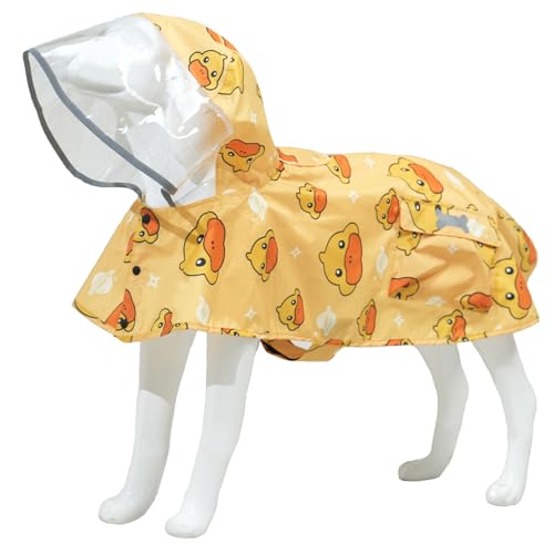 Dog Raincoat Waterproof Rain Poncho with Hoodie (Small: 9-13lbs / Yellow Duck)