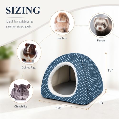 Rabbit Hideout Large Bunny Bed Washable Rabbit House (Dark blue)