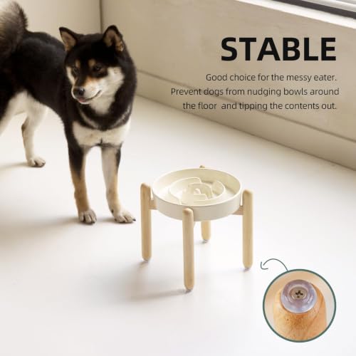 Elevated Slow Feeder Dog Bowls (Light Yellow)