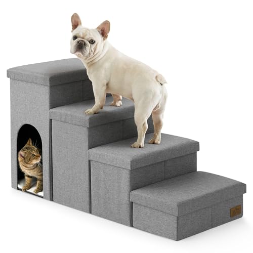 Dog Stairs with Storage (Grey / 43x17x22.6 inch)