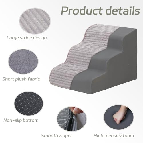 Dog Stairs for Small Dogs & Cats 22.5" H (Grey / Standard 5 Step-22.5"H)
