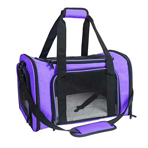 Soft Sided Carrier for Small Medium Cats Dogs (17.0"L x 11.0"W x 11.0"H / Purple)