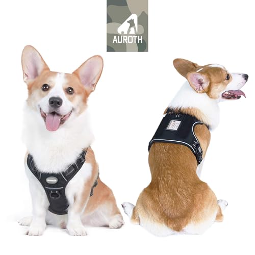 Tactical Dog Harness Medium Sized Dog No Pull Adjustable Dog Vest (Black / M(Neck:16-22",Chest:22-33"),35-50 lbs)