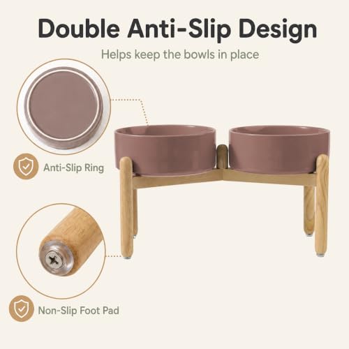 Ceramic Dog Bowls Elevated (Brown Coffee)
