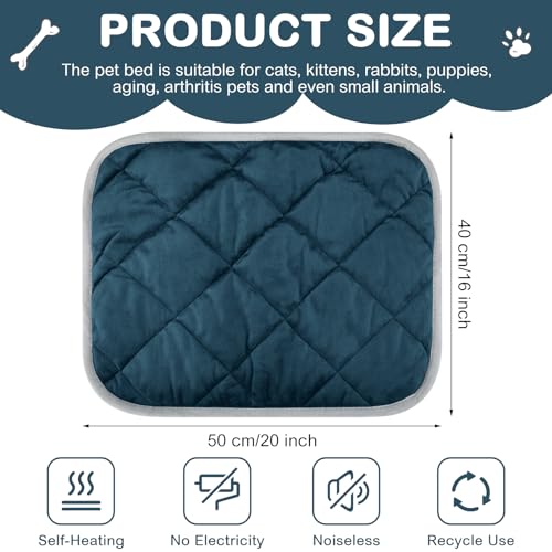 4 Pack Self Heating Cat Pad Self Warming Dog Mat Reflects Body Heat Extra Warm Thermal Pet Pad Washable Dog Cat Bed Crate Bed Mat Blanket (16 x 20 Inch / Dark Blue)