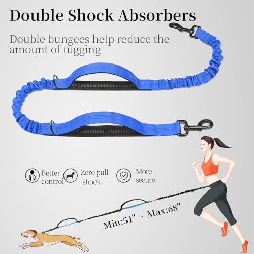 Hands Free Dog Leash with Zipper Pouch (Royal Blue / Large)