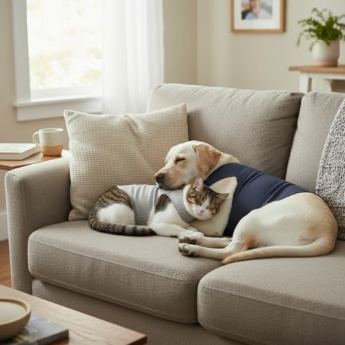 Dog & Cat Surgery Recovery Suit and Anxiety Wrap (L / Dark Blue)