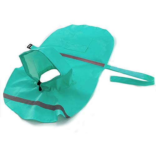 Large Dog Raincoat Adjustable Pet Waterproof Clothes Lightweight Rain Jacket Poncho Hoodies with Strip Reflective (Lake Blue / XL)
