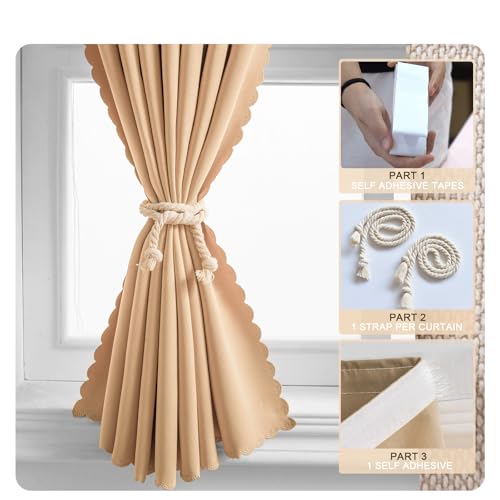 Adhesive Curtains for Window (59"W x 84"L (Pack of 1) / Brown)